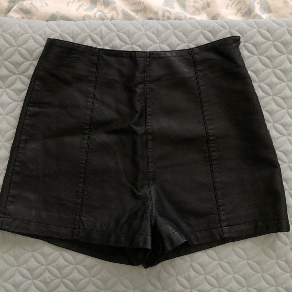 Top shop leather shorts